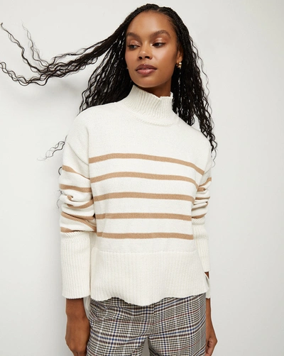 Shop Veronica Beard Lancetti Nautical-stripe Sweater In Off-white/khaki