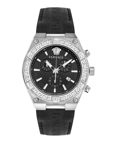 Shop Versace V-sporty Greca Strap Watch In Silver