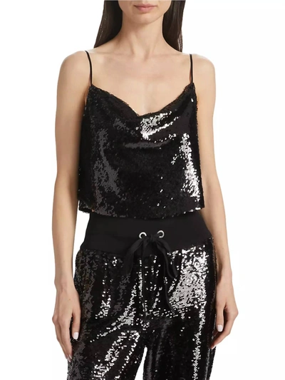Cinq À Sept Women's Andra Sequin Cropped Cami Top In Black