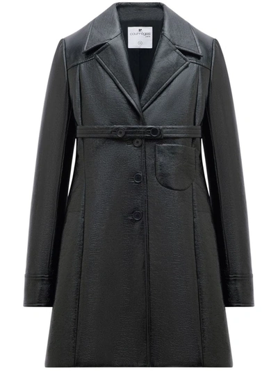 Shop Courrèges Heritage Tailored Coat With Belt In Black