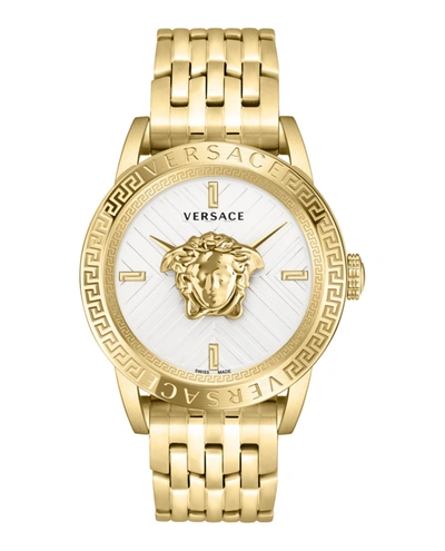 Shop Versace V-code Bracelet Watch In Gold