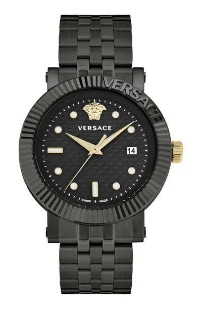 Shop Versace V-classic Bracelet Watch In Black