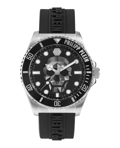 Shop Philipp Plein The $kull Diver Silicone Watch In Silver