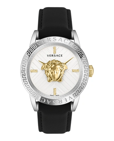 Shop Versace V-code Strap Watch In Silver