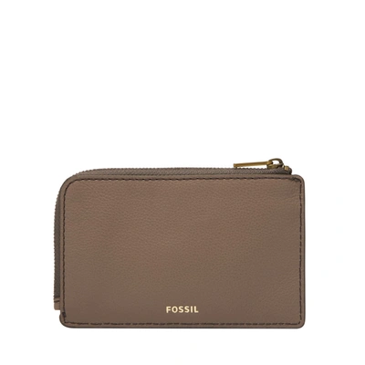 Fossil Women's Jori Leather Zip Card Case In Beige