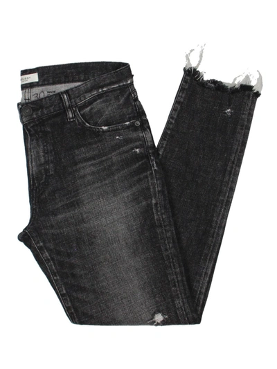 Shop Moussy Vintage Womens Frayed Hem Faded Skinny Jeans In Black