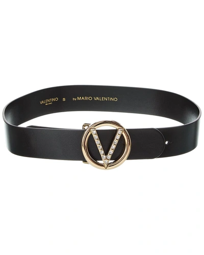 Shop Valentino By Mario Valentino Giusy Preciosa Leather Belt In Black