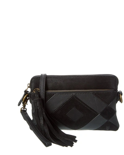 Miren Patchwork Leather Crossbody Wristlet In Black