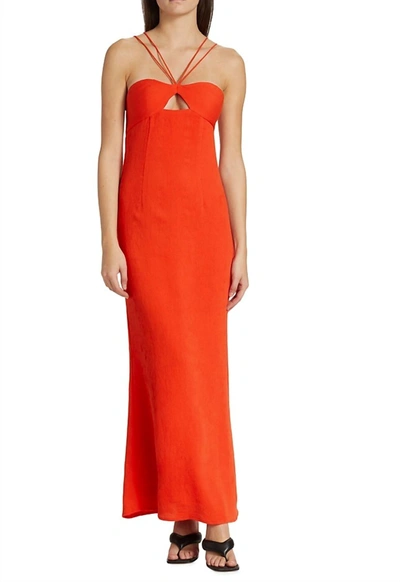 Shop Staud Gianna Front Keyhole Maxi Dress In Papaya In Brown