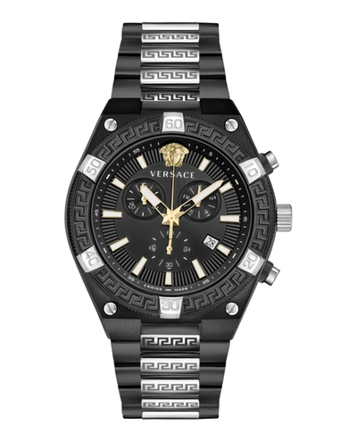 Shop Versace V-sporty Greca Bracelet Watch In Black