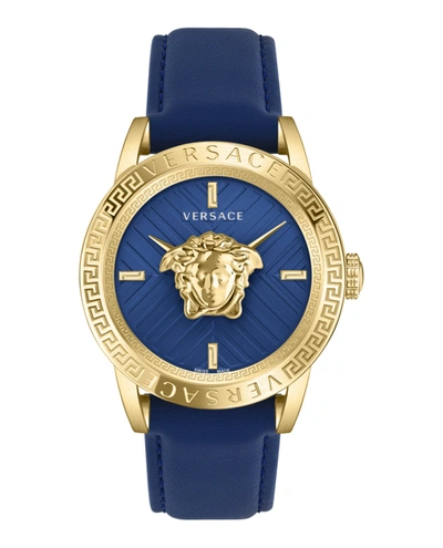 Shop Versace V-code Strap Watch In Gold