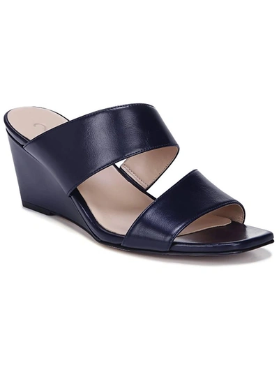 Shop 27 Edit Vennice Womens Leather Slide Wedge Sandals In Blue