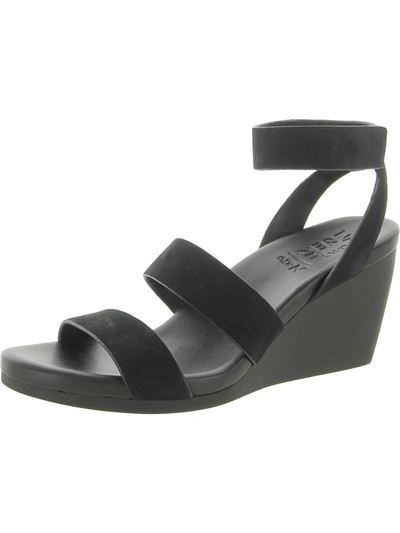 Shop Naturalizer Genn-ignite Womens Leather Ankle Strap Wedge Sandals In Black