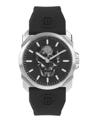 Shop Philipp Plein The $kull King Silicone Watch In Silver