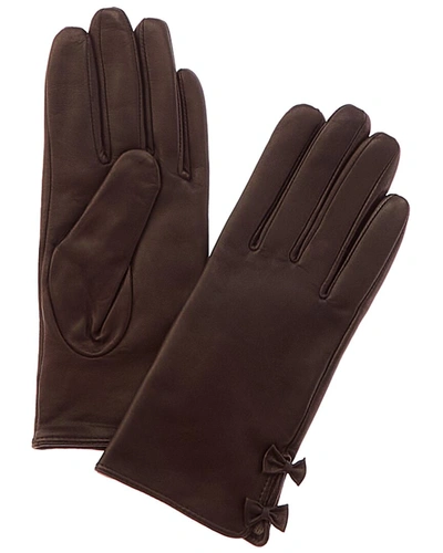 Shop Phenix Bow Cashmere-lined Leather Gloves In Black