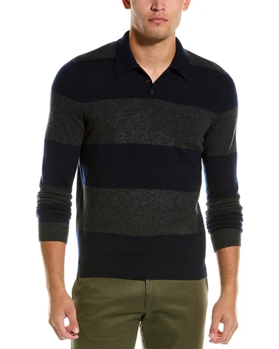 Shop Autumn Cashmere Striped Wool & Cashmere-blend Polo Sweater In Blue