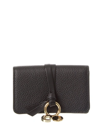 Shop Chloé Alphabet Leather Card Holder In Black