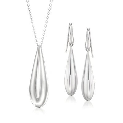 Ross-simons Italian Sterling Silver Teardrop Jewelry Set: Pendant Necklace And Drop Earrings In Multi