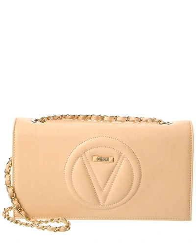 Shop Valentino By Mario Valentino Lena Signature Leather Shoulder Bag In Beige