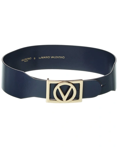 Shop Valentino By Mario Valentino Margot Soave Leather Belt In Blue