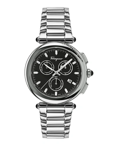 Shop Ferragamo Idillio Chronograph Watch In Silver