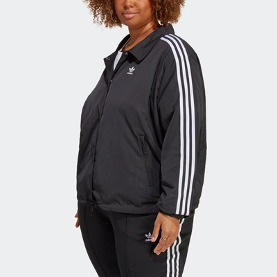 Shop Adidas Originals Women's Adidas Adicolor Classics 3-stripes Coach Jacket (plus Size) In Black