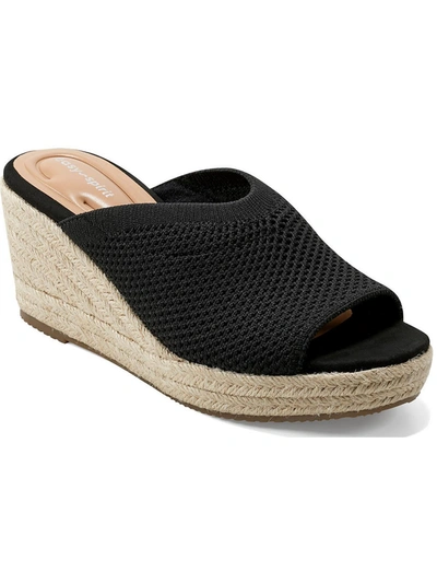 Shop Easy Spirit Jalen 2 Womens Peep Toe Slip On Wedge Sandals In Black