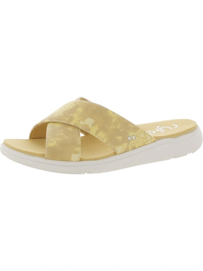 Shop Ryka Malin Womens Flat Slip On Slide Sandals In Yellow