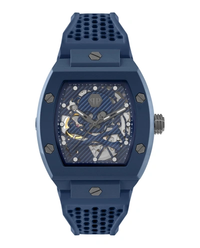 Shop Philipp Plein The $keleton Ecoceramic Automatic Watch In Blue