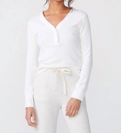 Shop Monrow Long Sleeve Thermal Henley Top In White