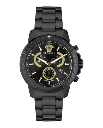 Shop Versace New Chrono Bracelet Watch In Black
