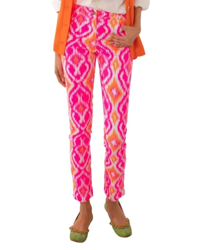 Shop Gretchen Scott Gripeless Cotton Spandex Jeans - Kitt Ikat In Pink