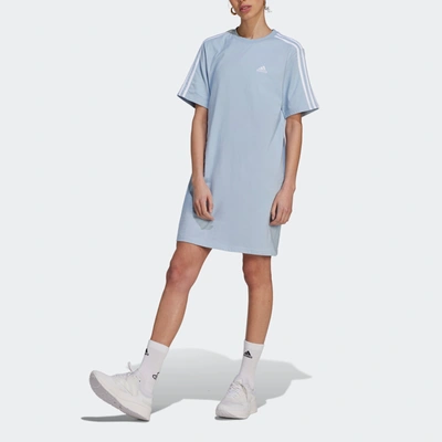 Shop Adidas Originals Women's Adidas Essentials 3-stripes Single Jersey Boyfriend Tee Dress In Multi