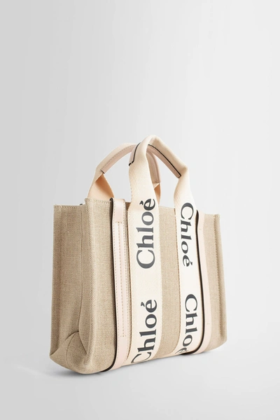 Shop Chloé Woman Beige Tote Bags