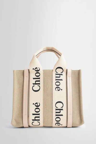 Shop Chloé Woman Beige Tote Bags