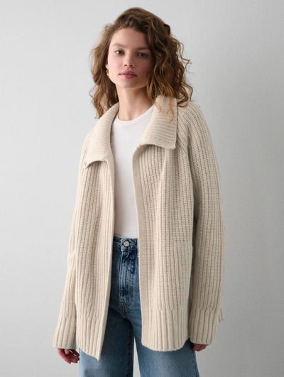 Shop White + Warren Merino Blend Ribbed Coatigan Sweater In Oat Straw