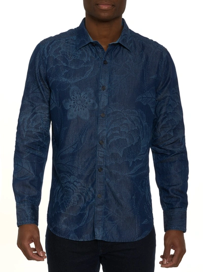 Shop Robert Graham Flower Thrower Long Sleeve Button Down Shirt In Indigo