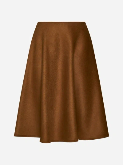 Shop Blanca Vita Gynura Wool-blend Midi Skirt In Tobacco