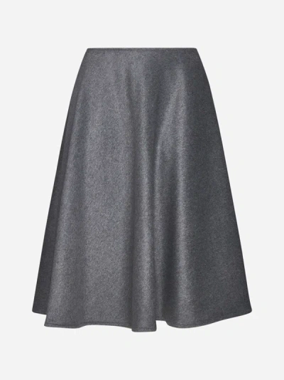 Shop Blanca Vita Gynura Wool-blend Midi Skirt In Melange Grey