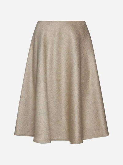 Shop Blanca Vita Gynura Wool-blend Midi Skirt In Beige