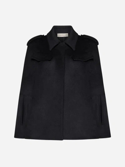 Shop Blanca Vita Capsicum Wool-blend Cape Jacket In Black