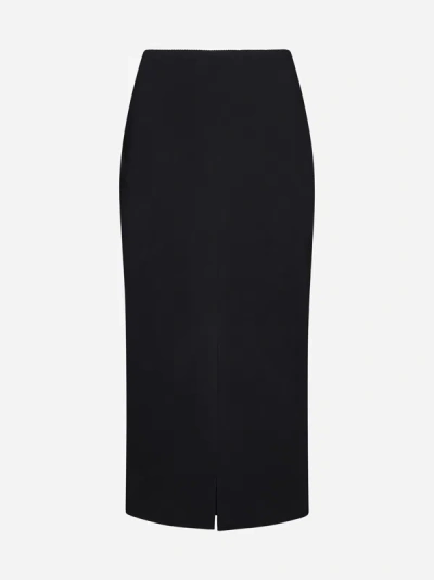 Shop Dolce & Gabbana Viscose Blend Midi Skirt In Black