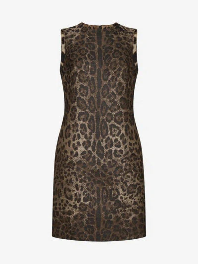 Shop Dolce & Gabbana Leopard Print Wool Dress