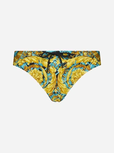 Shop Versace Print Swim Briefs In Multicolor