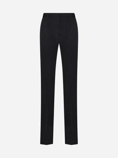 Shop Dolce & Gabbana Virgin Wool Trousers In Black
