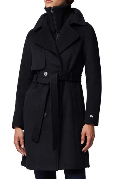 Shop Soia & Kyo Fabianne Belted Wool Blend Coat In Black