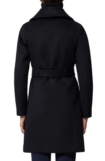 Shop Soia & Kyo Fabianne Belted Wool Blend Coat In Black