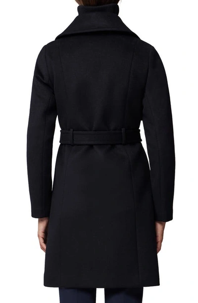 Soia & Kyo Fabianne Belted Wool Blend Coat In Black