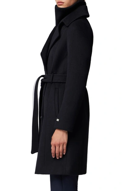 Shop Soia & Kyo Fabianne Belted Wool Blend Coat In Black