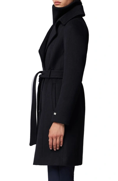 Soia & Kyo Fabianne Belted Wool Blend Coat In Black